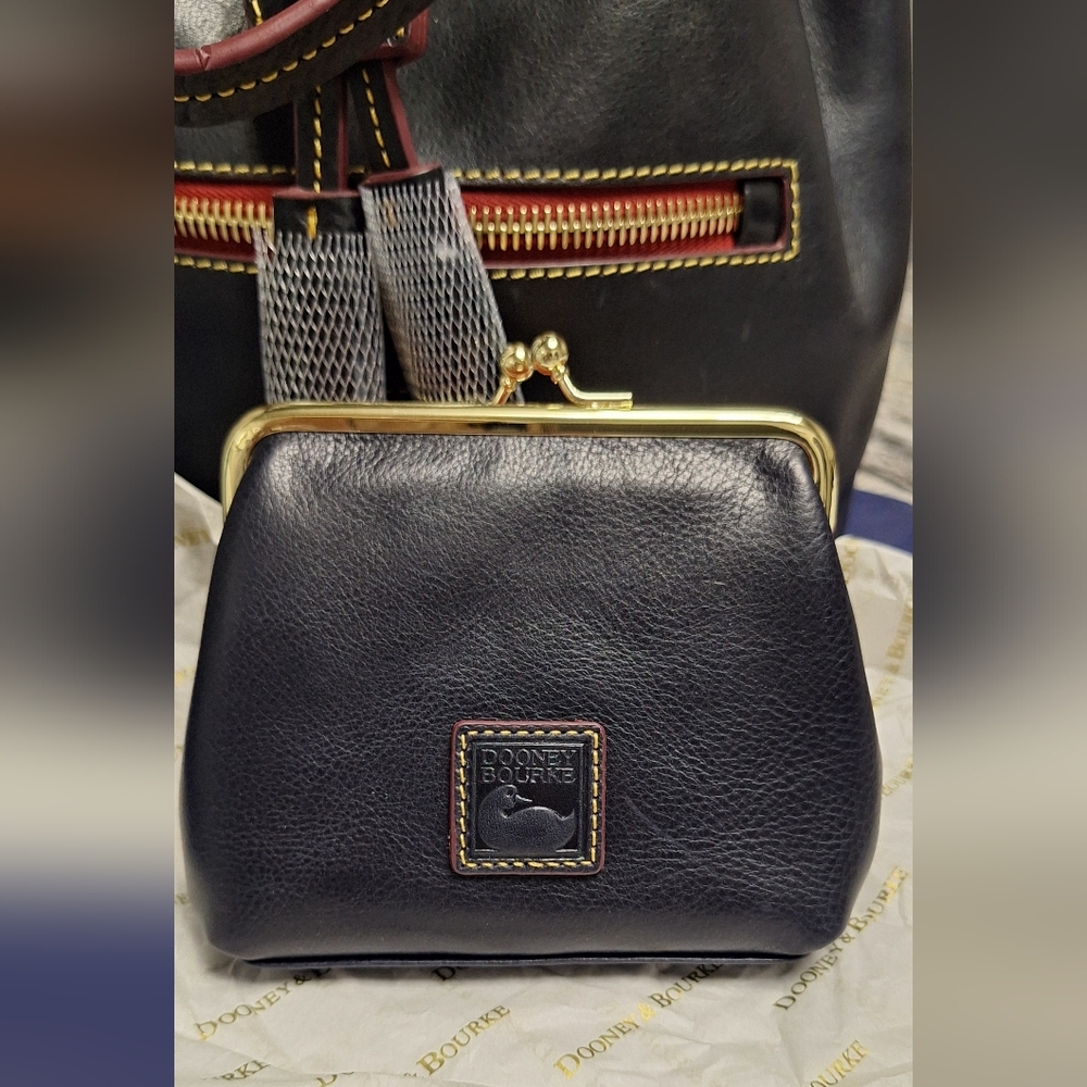Dooney & Bourke Small Logan Drawstring W/ Kisslock, NAVY, NWT - Picture 8 of 10